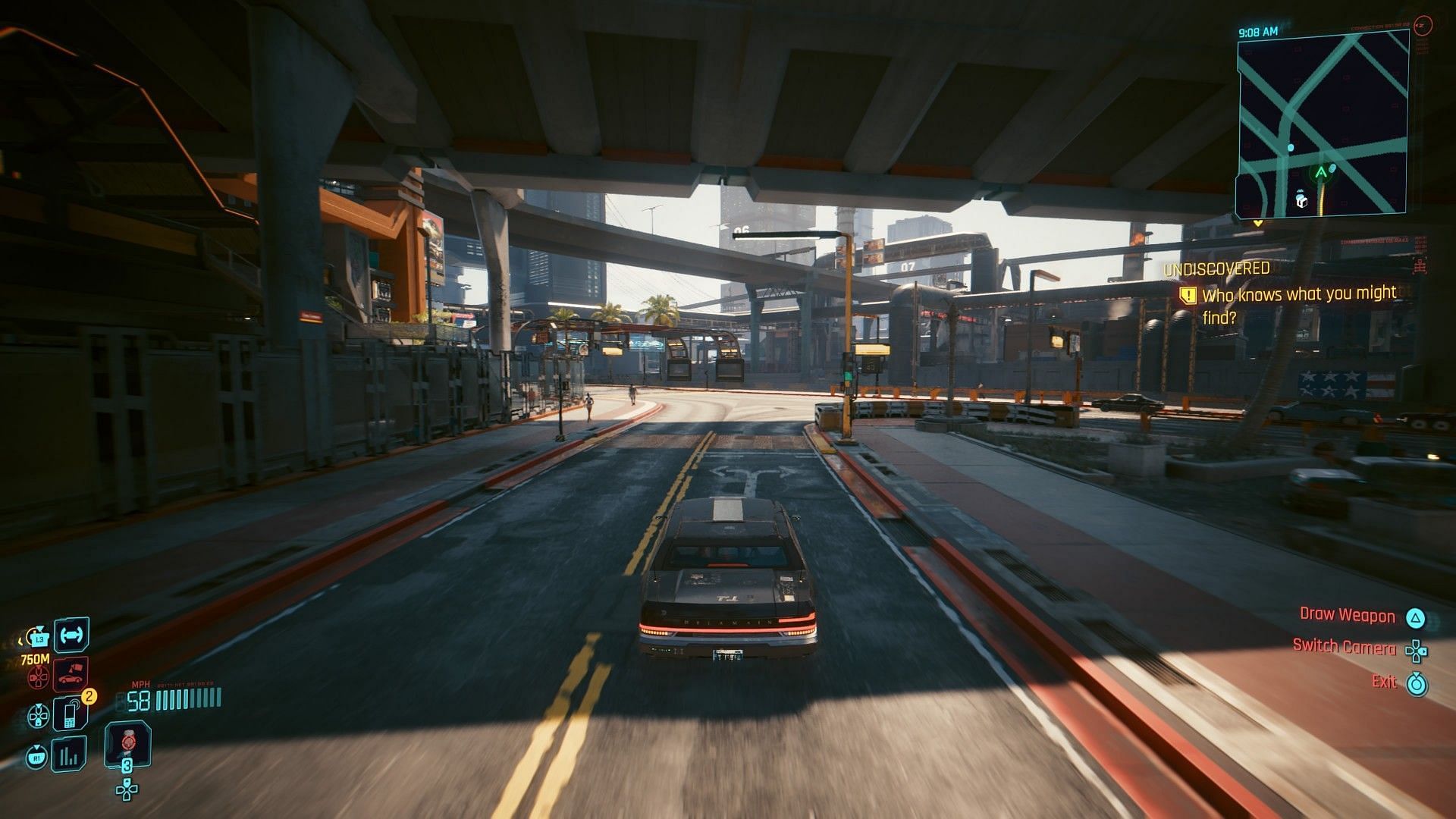 Driving around in Night City (Image via Sportskeeda Gaming // CD Projekt Red)